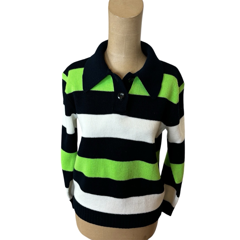 Vintage Arcticwear Striped Long Sleeve Sweater Size Small Green Navy